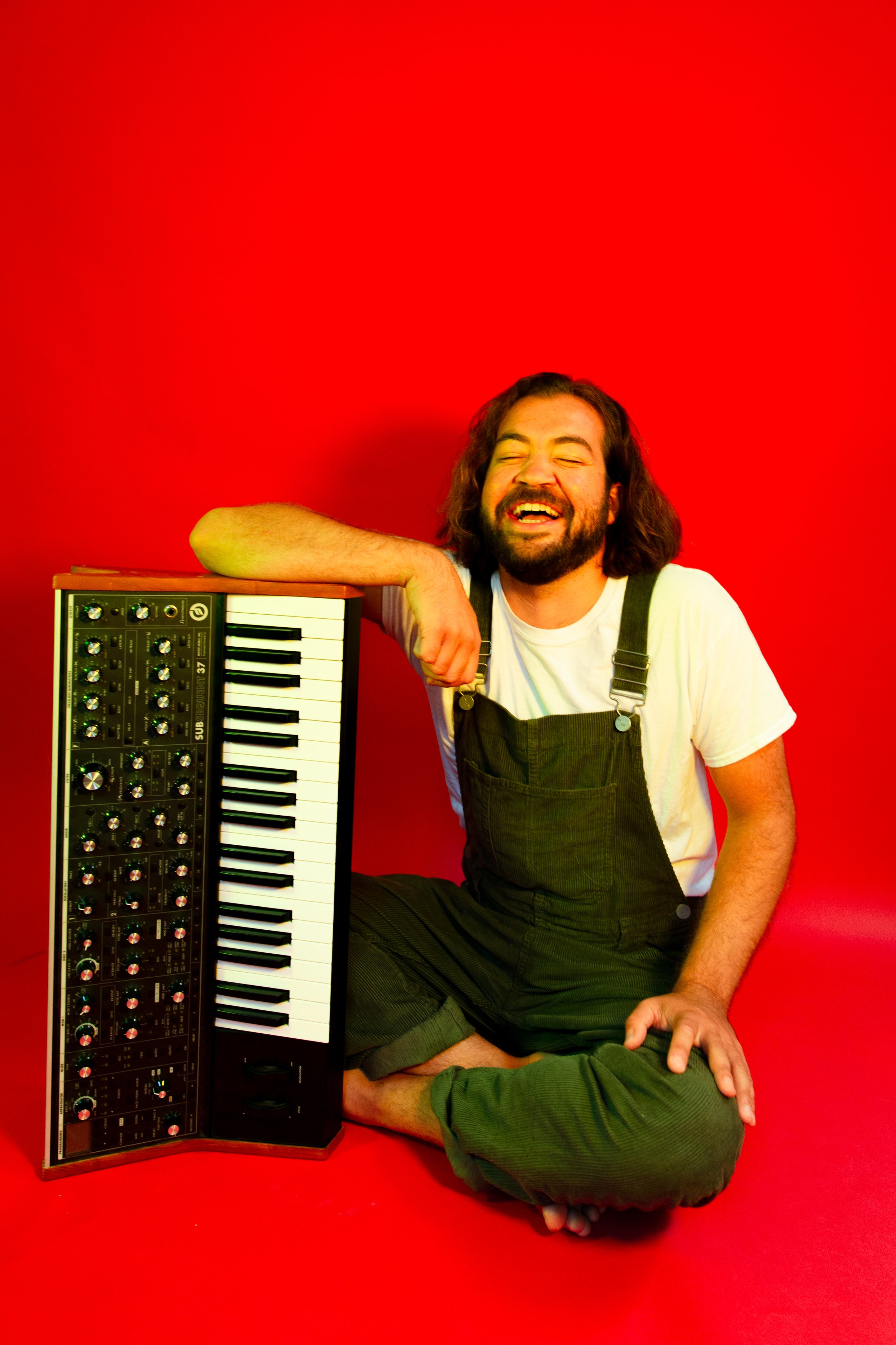 Alec Boyd with a synthesiser